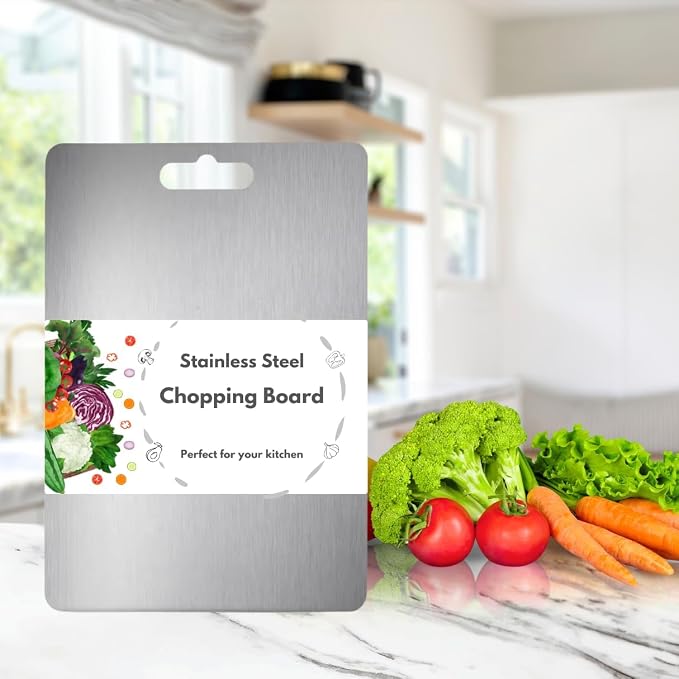 Stainless Steel Chopping Board for Kitchen – Large Steel Cutting Board, Rust-Resistant Chopper Board, Heavy-Duty Cutting Board for Meat & Vegetables – Size 21 * 31 CM