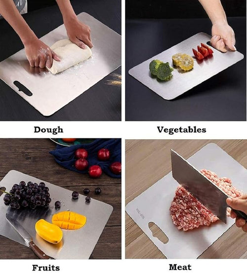 Stainless Steel Chopping Board for Kitchen – Large Steel Cutting Board, Rust-Resistant Chopper Board, Heavy-Duty Cutting Board for Meat & Vegetables – Size 21 * 31 CM