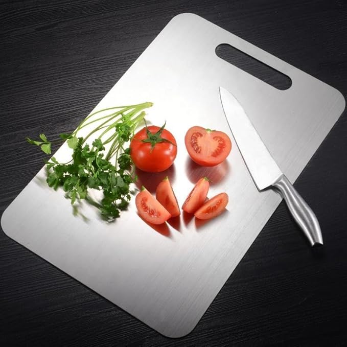 Stainless Steel Chopping Board for Kitchen – Large Steel Cutting Board, Rust-Resistant Chopper Board, Heavy-Duty Cutting Board for Meat & Vegetables – Size 21 * 31 CM