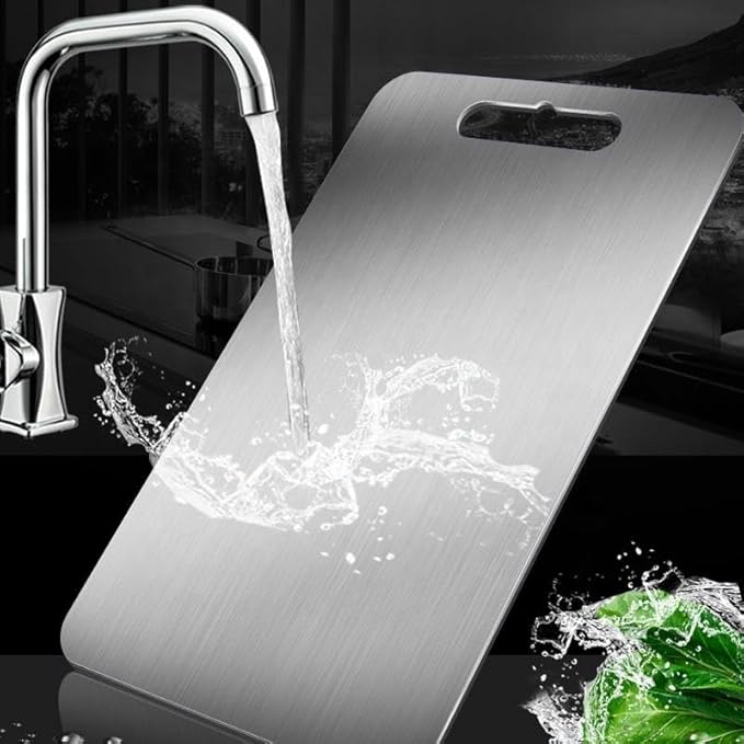 Stainless Steel Chopping Board for Kitchen – Large Steel Cutting Board, Rust-Resistant Chopper Board, Heavy-Duty Cutting Board for Meat & Vegetables – Size 21 * 31 CM