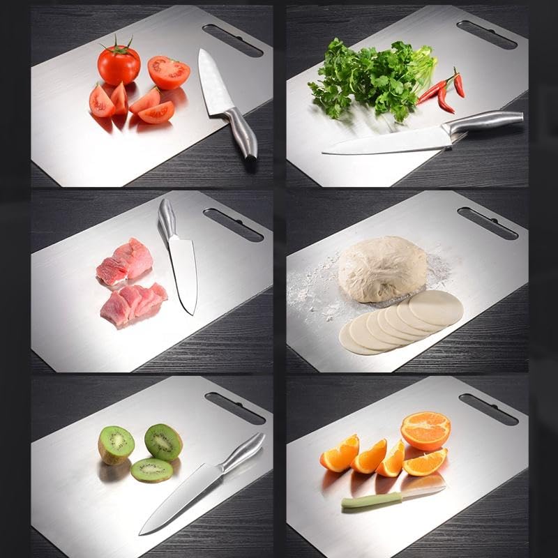 Stainless Steel Chopping Board for Kitchen – Large Steel Cutting Board, Rust-Resistant Chopper Board, Heavy-Duty Cutting Board for Meat & Vegetables – Size 21 * 31 CM